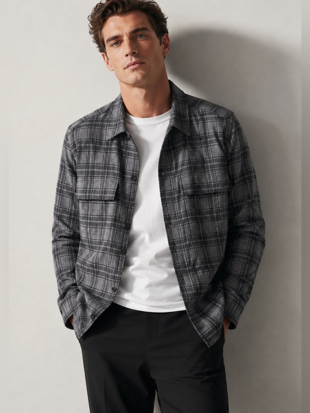Theory Men's MORY NC Wool Double Shirt / Jacket Size XL